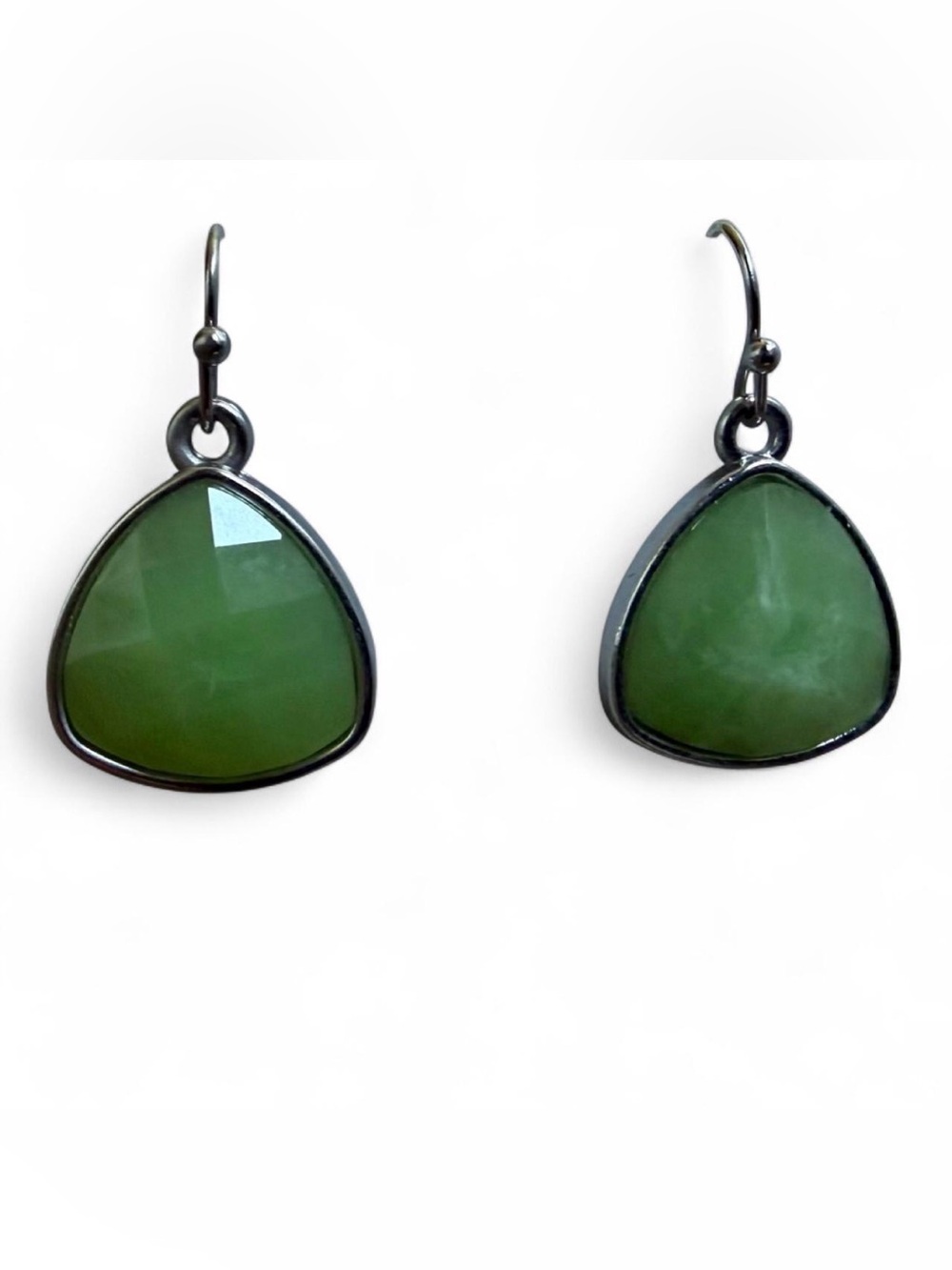 Light Green Faceted Faux-Stone Dangle Earrings